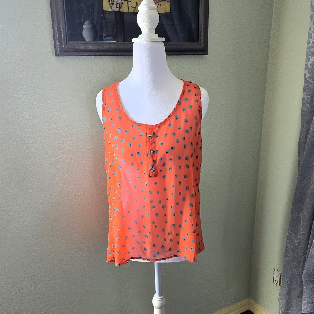 Sheer Abstract Orange Top